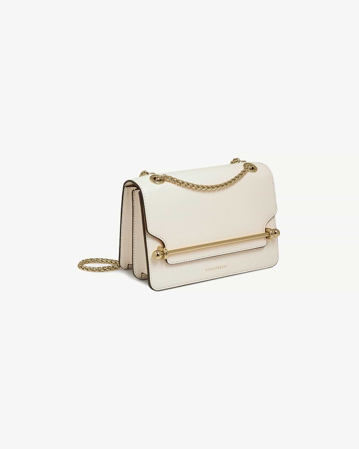 Vanilla Strathberry East/West Mini bag with gold bar detail and chain strap