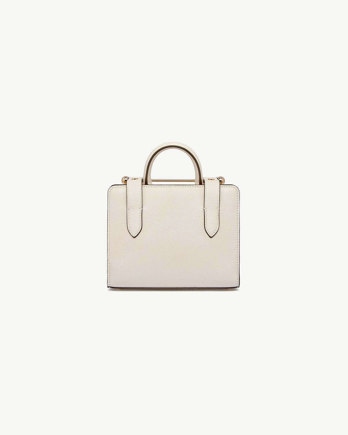 Vanilla nano tote with top handles and gold bar fittings.