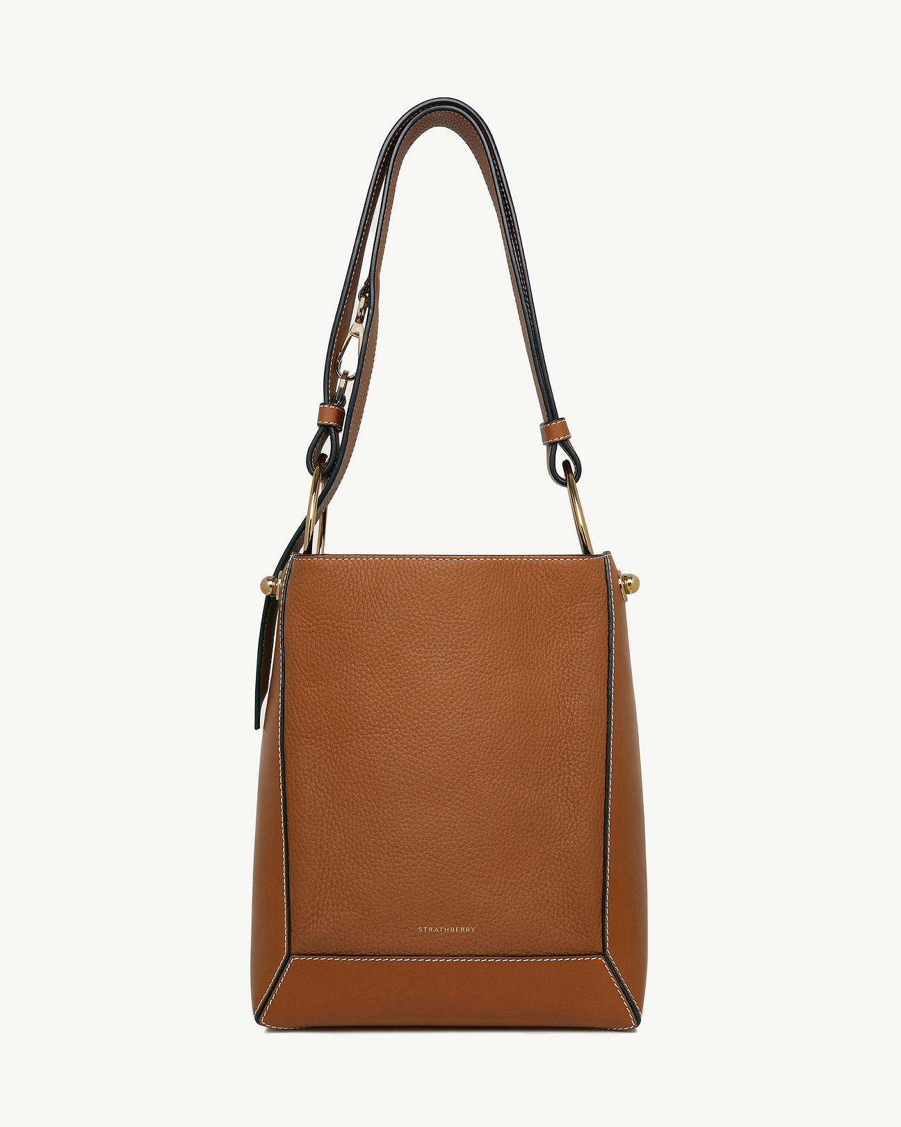 Lana Midi Bucket Bag - Tan with Vanilla Stitch | Strathberry