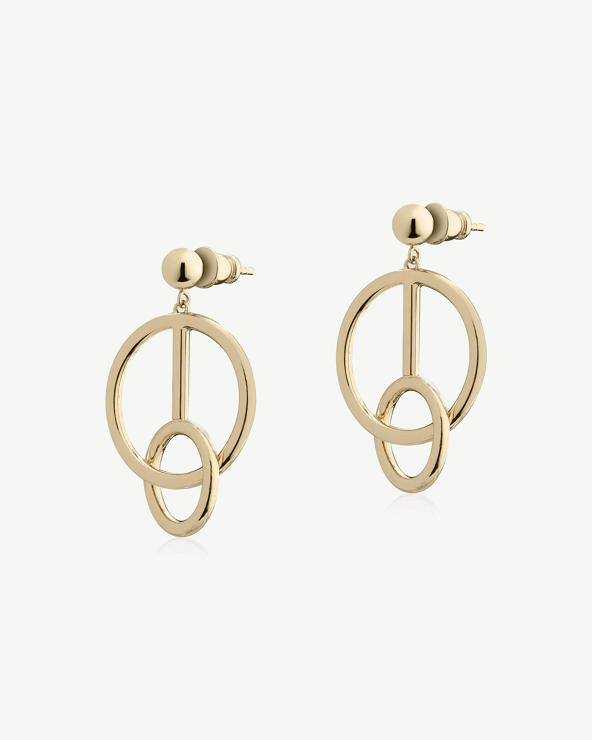 22 carat gold-gilded music bar hoop earrings with linked circular elements
