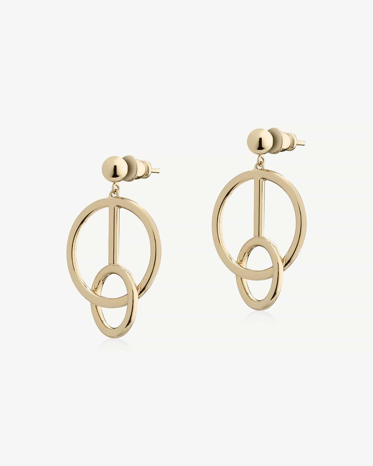 22 carat gold-gilded music bar hoop earrings with linked circular elements