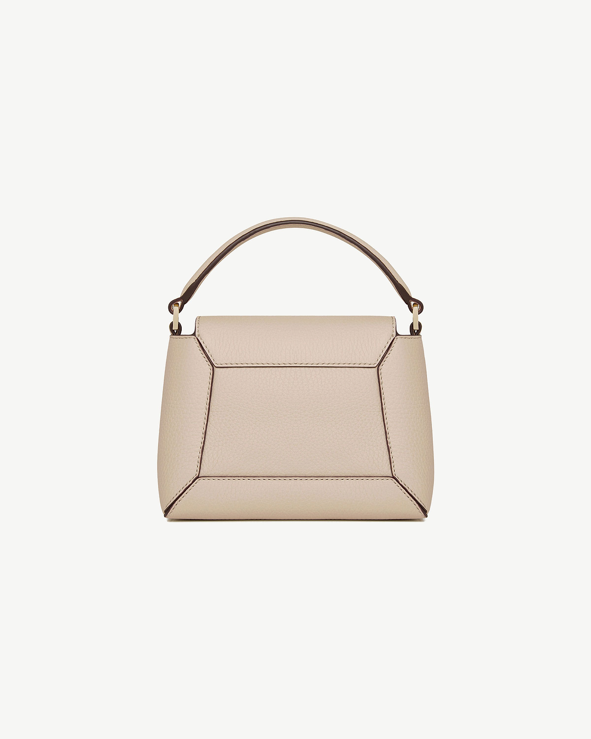 Oat leather Mosaic Nano handbag with top handle and geometric stitched panels