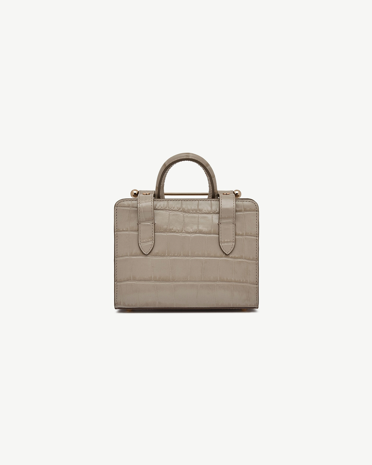 Nano tote in croc-embossed leather with top handles and gold-tone hardware.