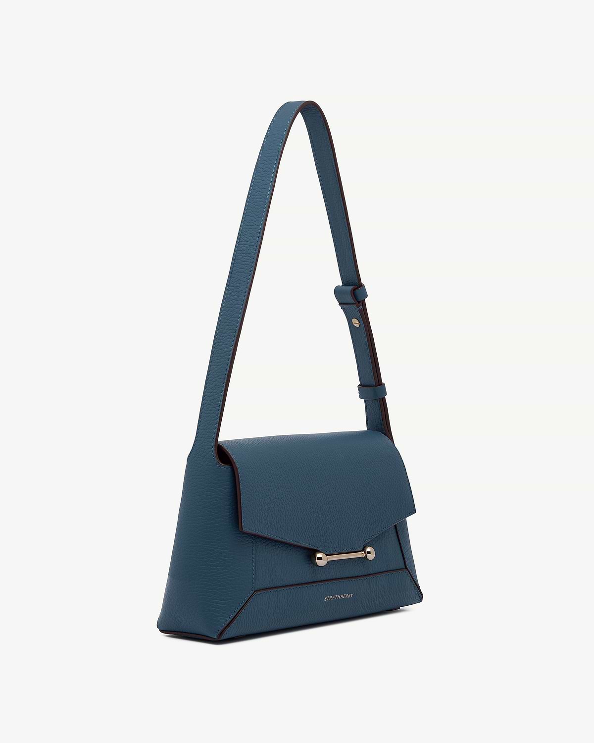 Strathberry Loch Blue Mosaic Shoulder bag with single strap and gold bar closure