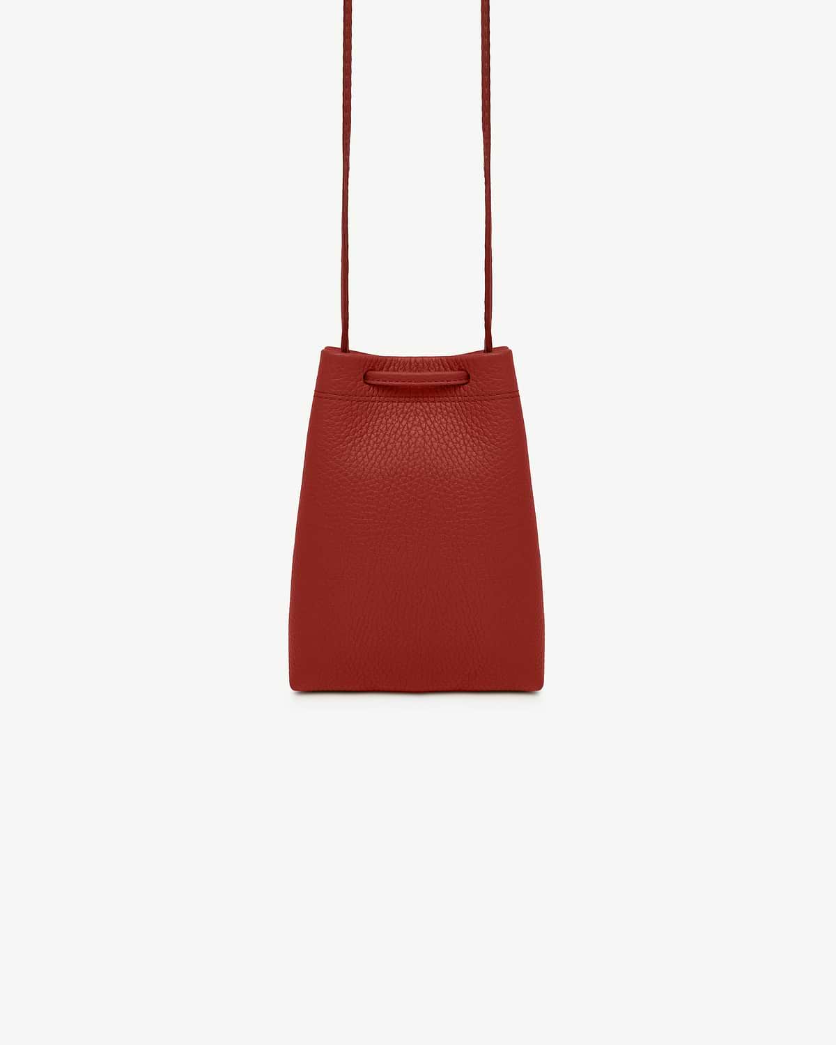 Levanto red leather midi pouch with slim shoulder strap and pebbled texture