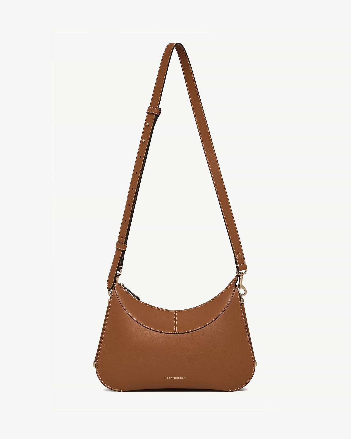 Tan Strathberry Nest Shoulder bag with curved top and adjustable strap