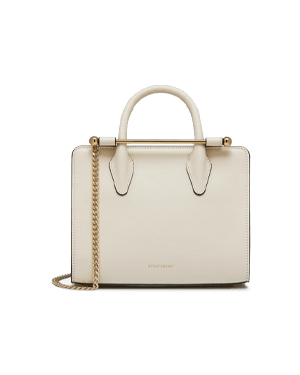 Vanilla Strathberry mini tote with top handles and gold chain strap