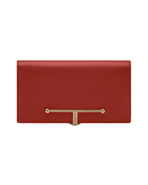 Large Melville Street wallet in Levanto red leather with gold T-bar clasp