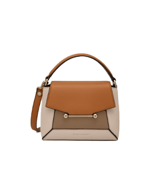 Mosaic Nano bag in oat, honey and clay with top handle and front gold bar