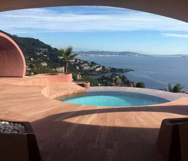 A view of the ocean from inside a house