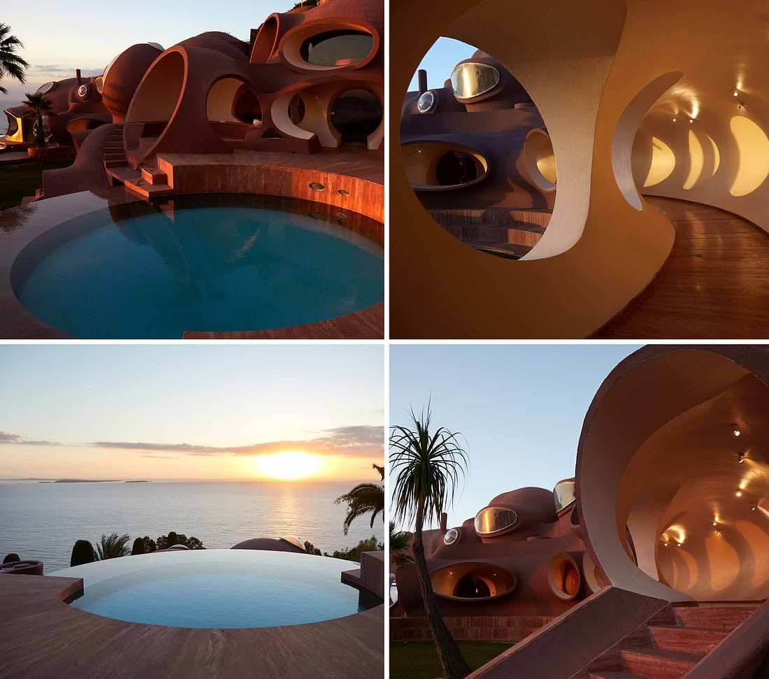 A series of photos of a swimming pool