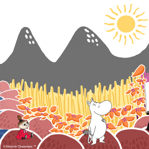 A cartoon of a man and a dog in a field