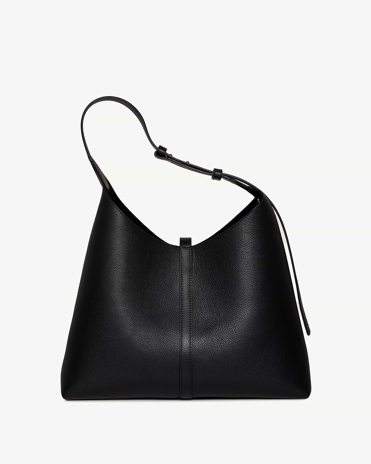 Black Kite Hobo Maxi shoulder bag in pebbled leather with single adjustable strap.