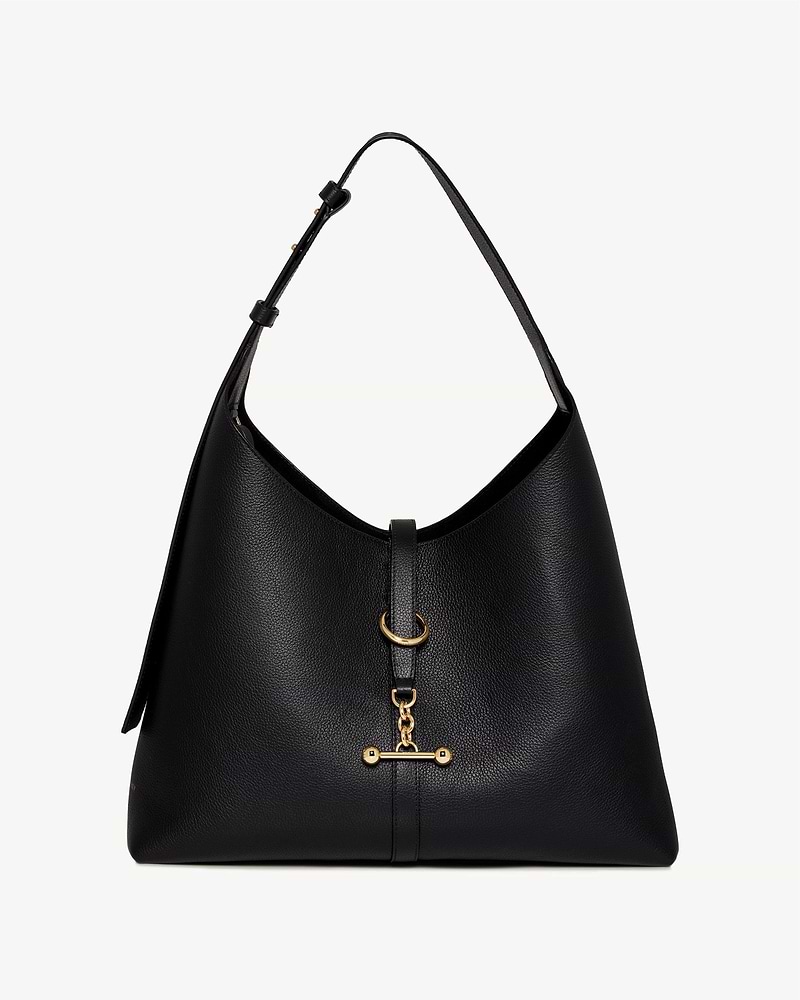 Black leather Kite Hobo Maxi bag with single shoulder strap and gold fittings.