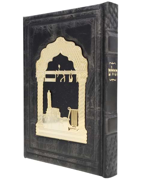 תהלים כוונת הלב עור אמיתי טס זהב 12*17