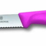 סכין ירקות שוויצרית, להב משונן עגול – ורוד