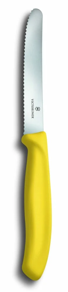 סכין ירקות שוויצרית, להב משונן עגול – צהוב