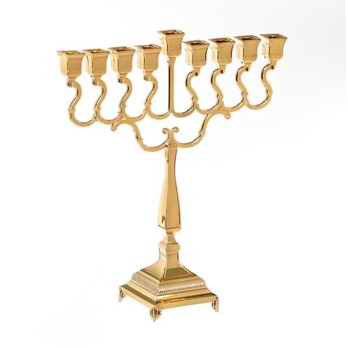 חנוכיה ציפוי זהב בארוק  גובה 22 רוחב 18.8 ס”מ