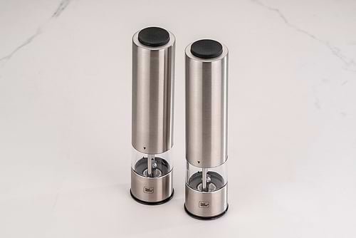 זוג מטחנות מלח\פלפל אלקטרוניות עם מנגנון גריסה מתכוונן נירוסטה