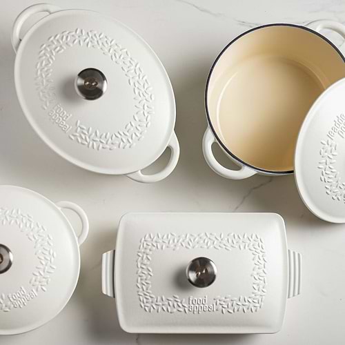 סיר אובלי יציקת ברזל 6.3 ליטר HERITAGE קרם