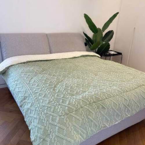 שמיכת חורף כבש יחיד דו צדדית עם מילוי 150X200 ס"מ - ירוק 