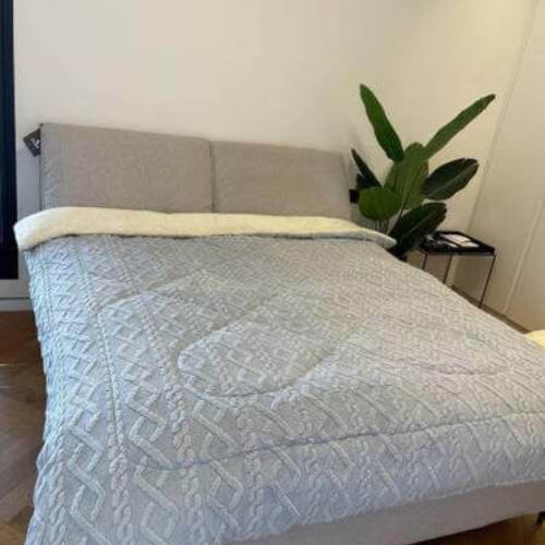 שמיכת חורף כבש יחיד דו צדדית עם מילוי 150X200 ס"מ - תכלת