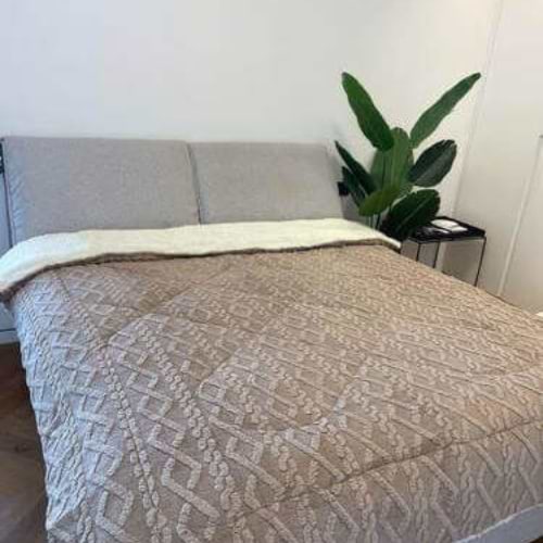 שמיכת חורף כבש יחיד דו צדדית עם מילוי 150X200 ס"מ - קפה
