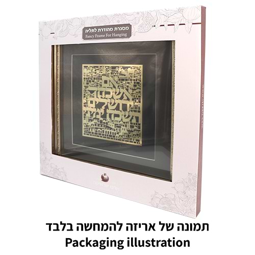 מסגרת ממוסגרת לתלייה עם פלקטה זהב 42x43 ס