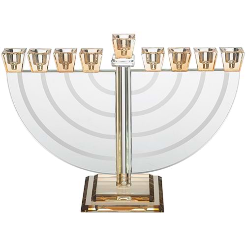 חנוכייה קריסטל מהודרת 21 ס"מ (גוון זהוב)