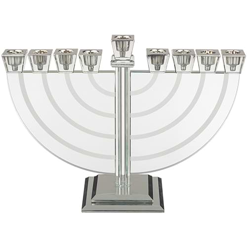 חנוכייה קריסטל מהודרת 21 ס"מ (גוון כסוף)