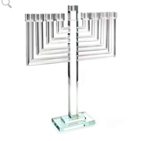חנוכיה קריסטל “מנורה” שקוף גובה 48 ס”מ רוחב 35 ס”מ