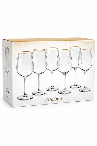 סט 6 גביעי יין פס זהב 550ml DREAMCHEF