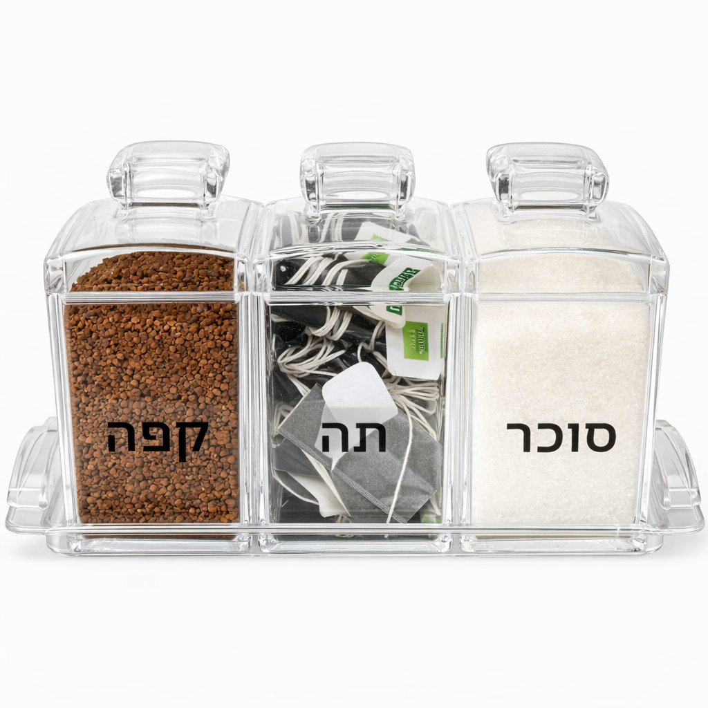 סט קפה תה סוכר אקרילי כולל מגש