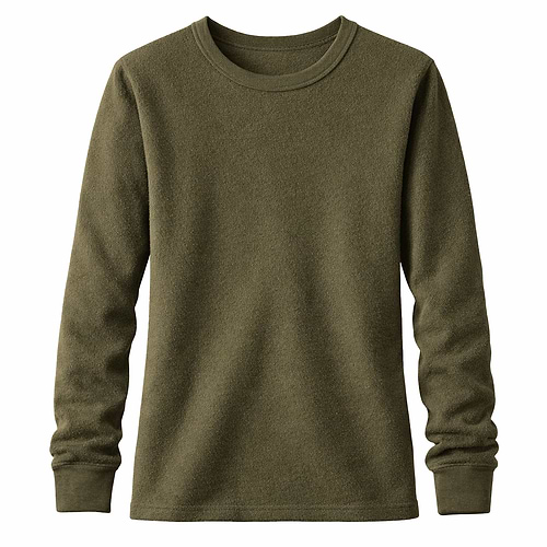 גופיה פלנל שרוול ארוך לגבר 80% כותנה ( מידות S-XXL ) - חאקי