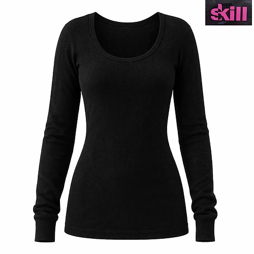 גופיה תרמית שרוול ארוך לנשים (מידות S-XL) - שחור 