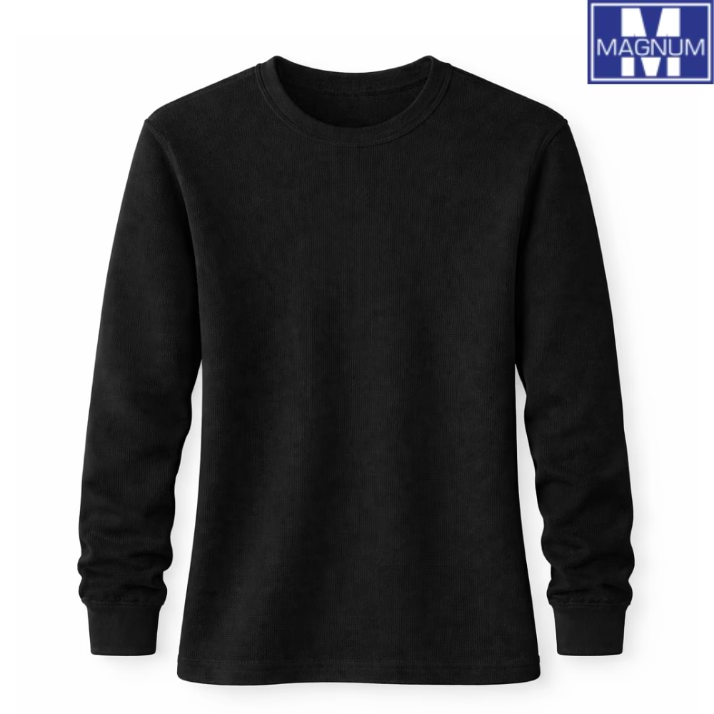 גופיה פלנל שרוול ארוך לגבר 80% כותנה ( מידות S-XXL ) - שחור 