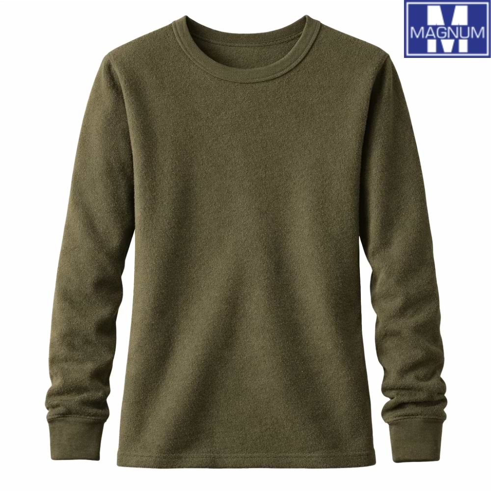 גופיה פלנל שרוול ארוך לגבר 80% כותנה ( מידות S-XXL ) - חאקי