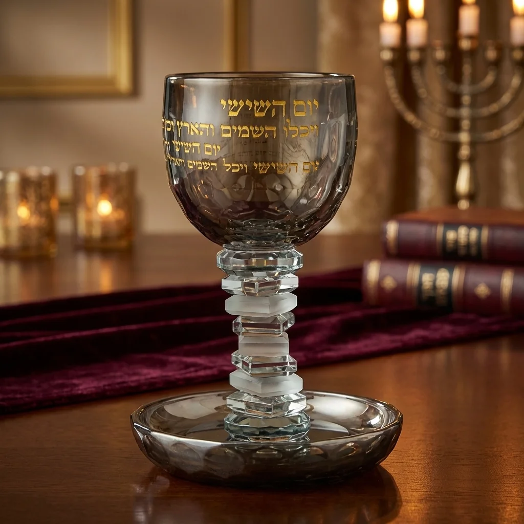 גביע קידוש קריסטל מהודר גוון שחור 16 ס