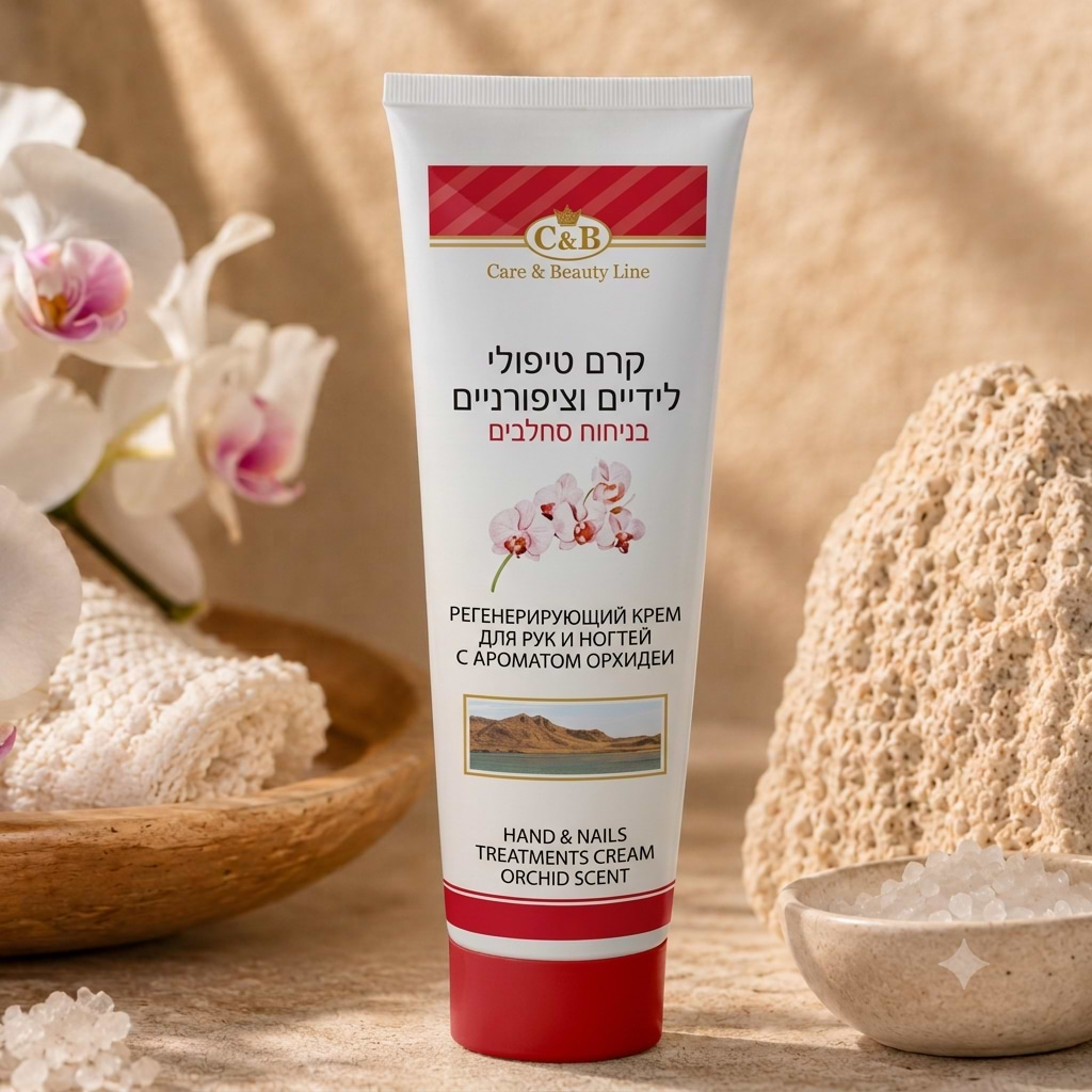 קרם טיפולי לידיים וציפורניים - בניחוח סחלבים 100ml - מוצרי ים המלח