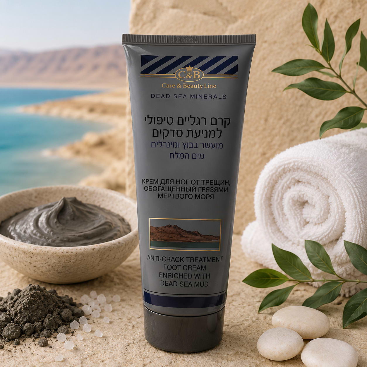 קרם רגליים טיפולי למניעת סדקים - מועשר בבוץ ומינרלים מים המלח 250 מ"ל - מוצרי ים המלח