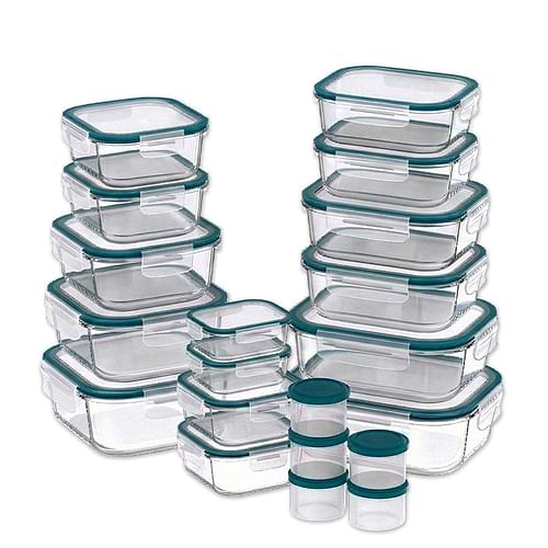 סט 20 יח' כלי איחסון זכוכית עם מכסה טורקיז GLASS CLOC