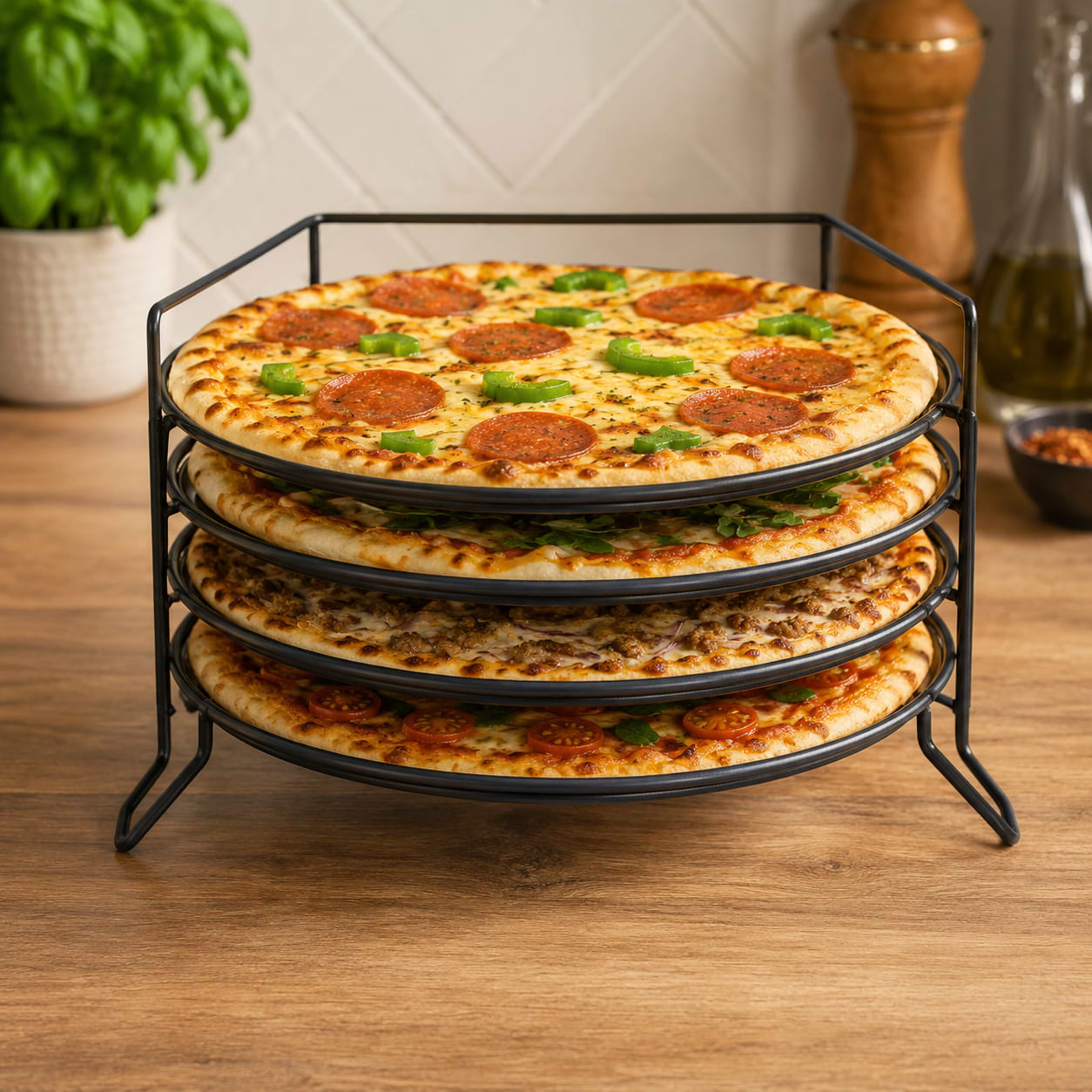 מעמד להכנת 4 פיצות Pizza Set