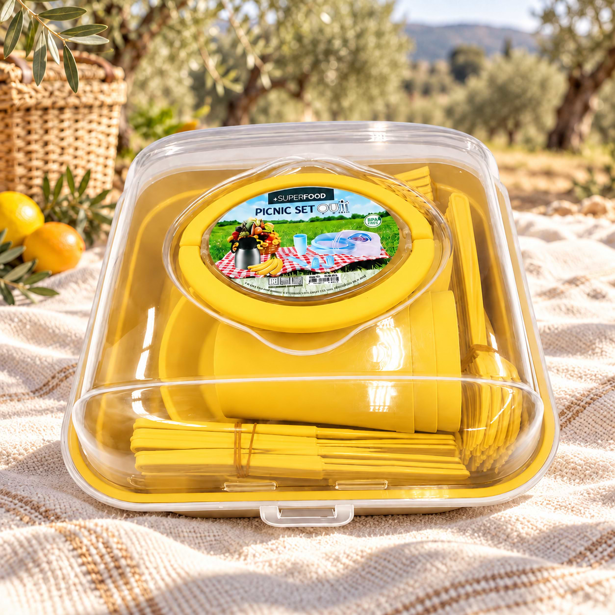 SUPERFOOD סט פיקניק ל- 6 סועדים - צהוב