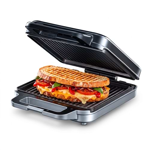 טוסטר עם פלטות מתכווננות גריל/וופל בלגי להכנת מגוון רחב של מאכלים