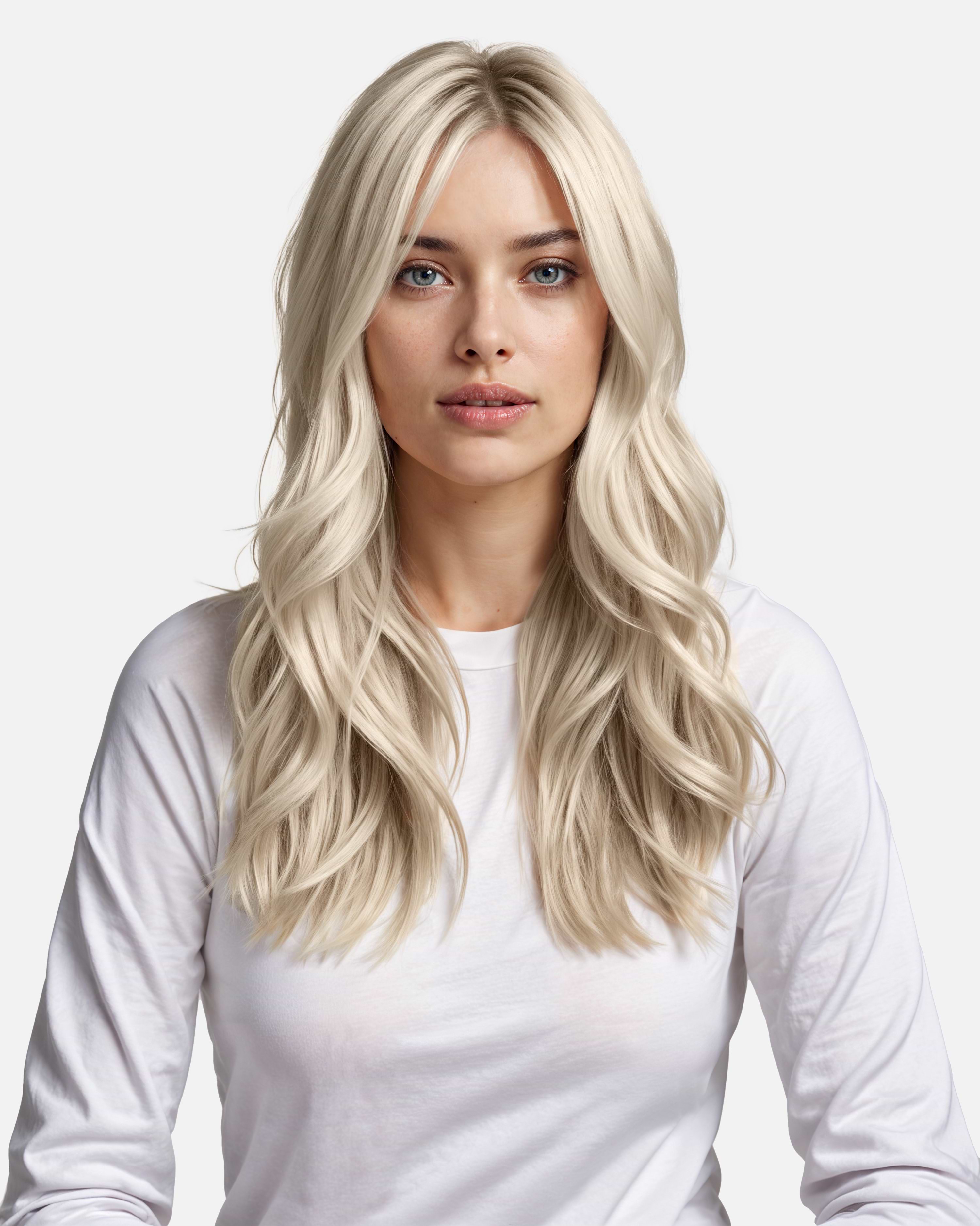 Premium Tape Extensions 40 cm - Straight - Classic Tape 4 cm - 8 Pieces - Light Grey - Rapunzel of Sweden - Image 2