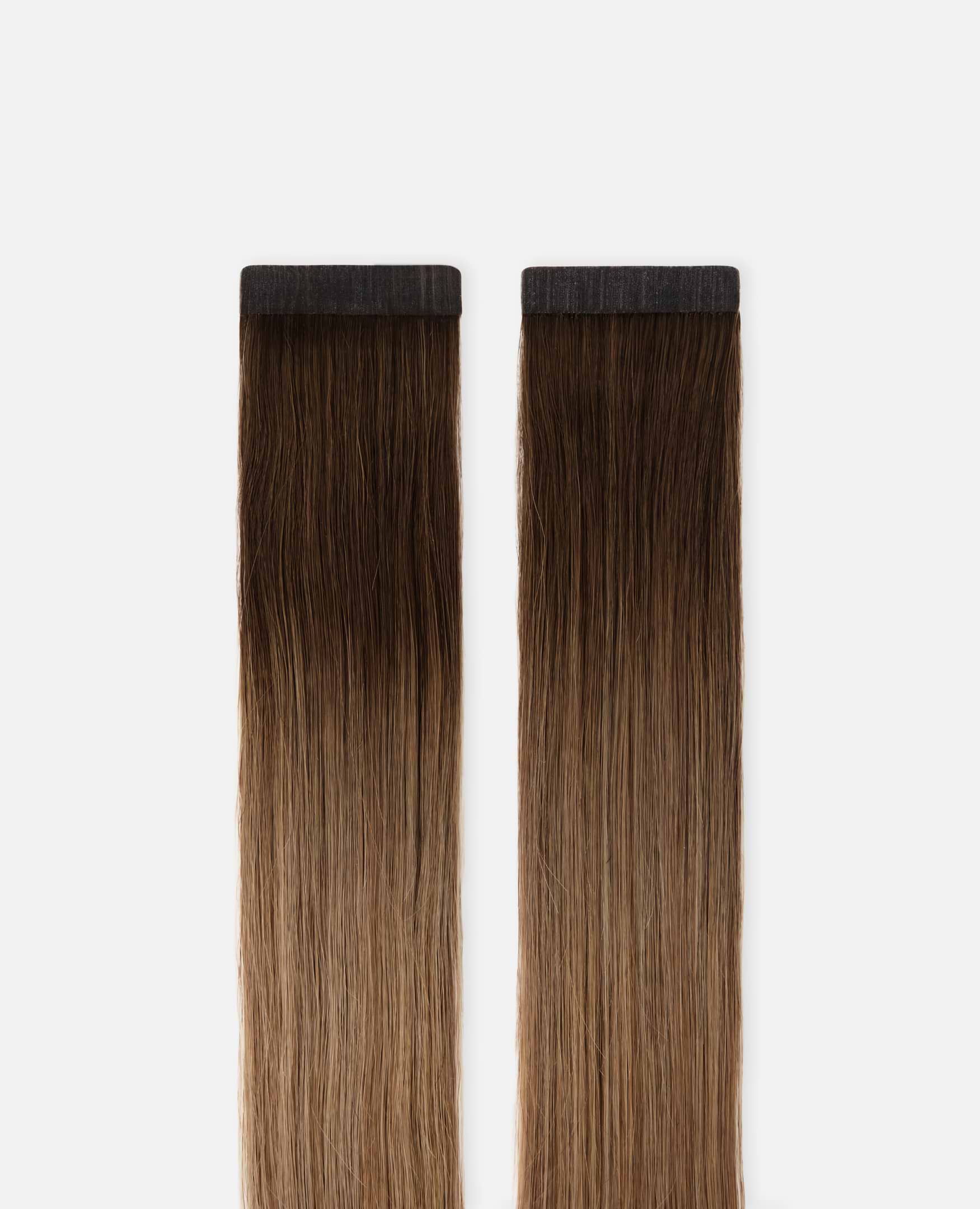 Premium Tape Extensions 40 cm - Straight - Classic Tape 4 cm - 8 Pieces - Chocolate Brown Ombre - Rapunzel of Sweden - Image 4