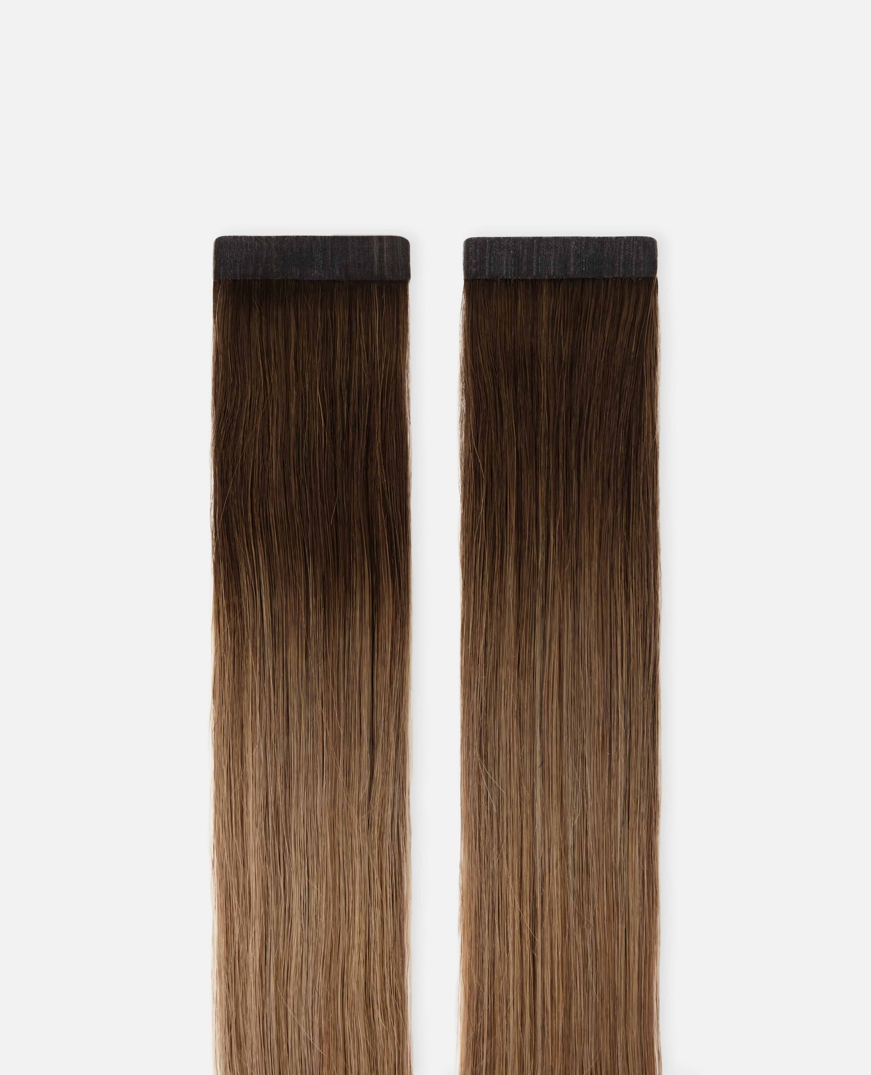 Premium Tape Extensions 50 cm - Straight - Classic Tape 4 cm - 8 Pieces - Chocolate Brown Ombre - Rapunzel of Sweden - Image 4