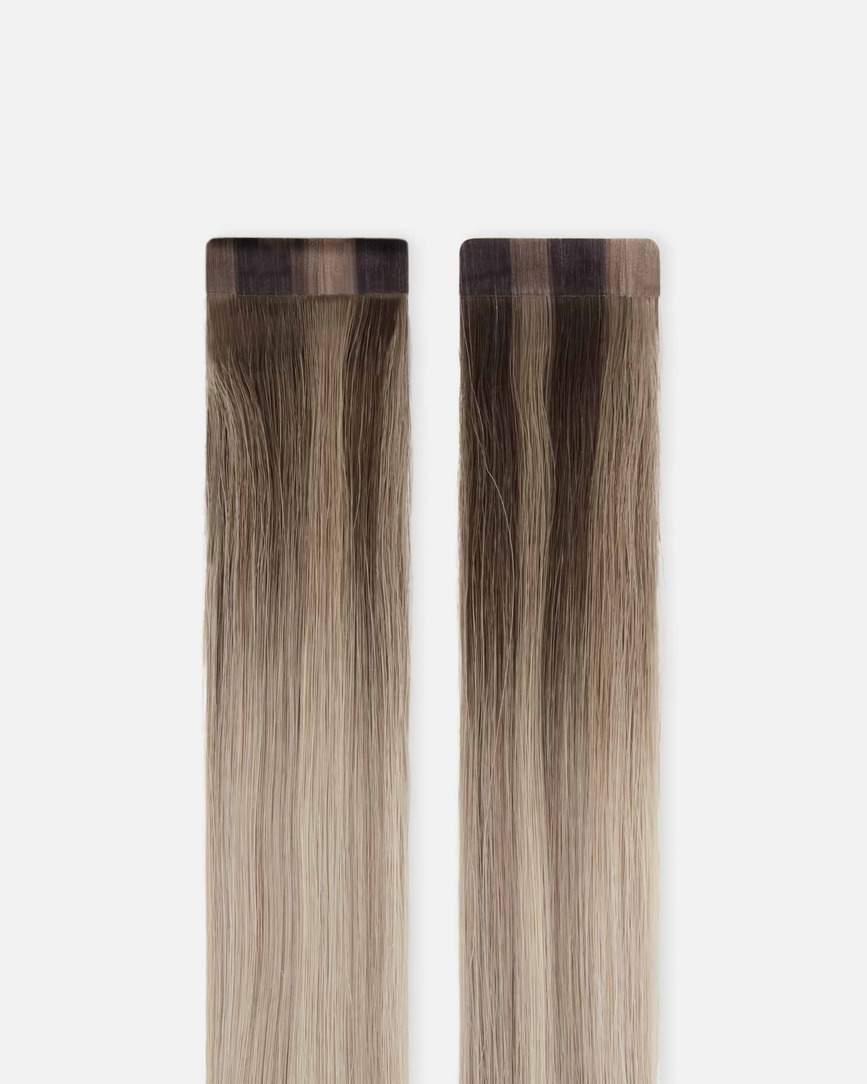 Premium Tape Extensions 50 cm - Straight - Classic Tape 4 cm - 8 Pieces - Dark Ashy Blonde Balayage - Rapunzel of Sweden - Image 4