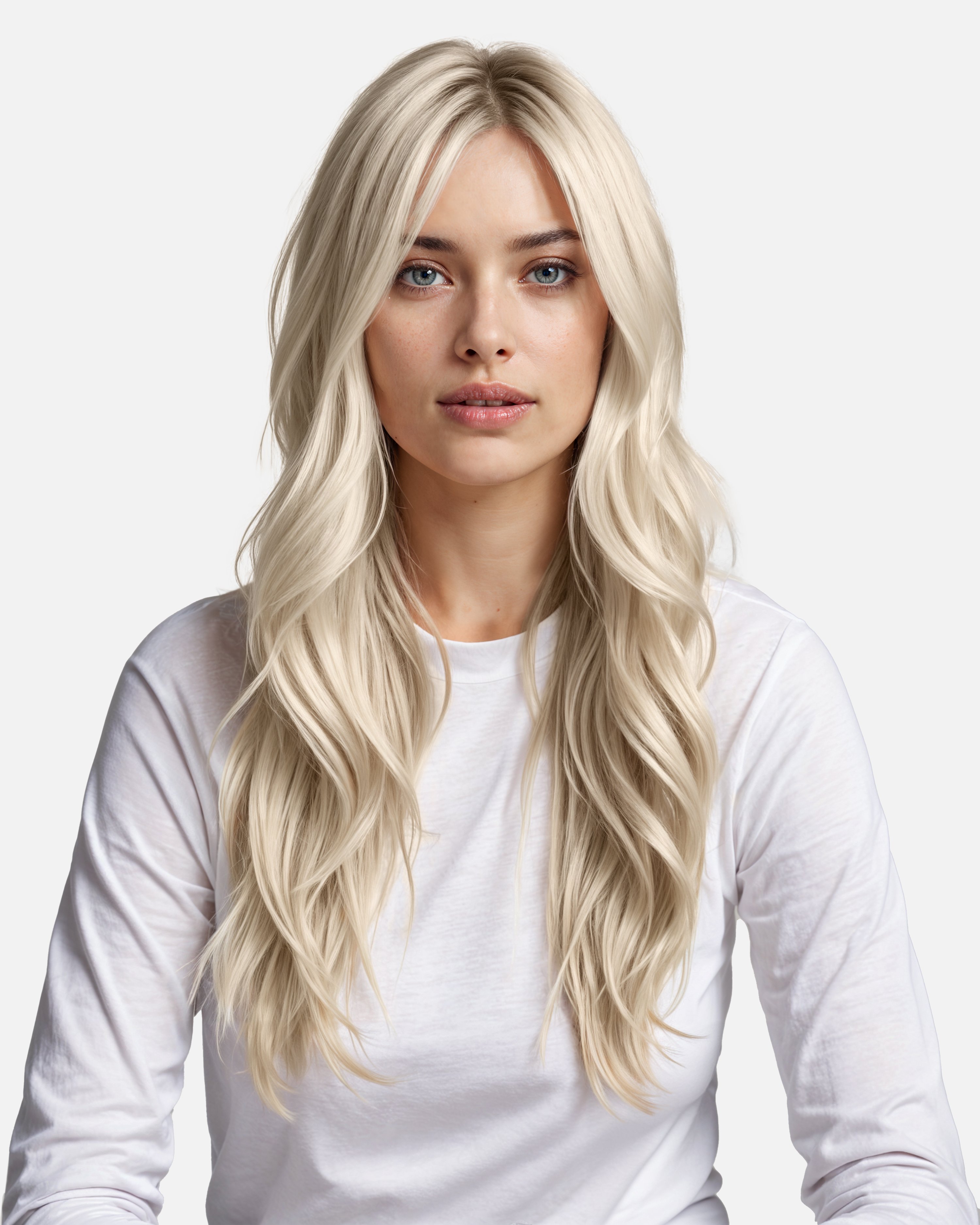 Premium Tape Extensions 50 cm - Straight - Classic Tape 4 cm - 8 Pieces - Light Grey - Rapunzel of Sweden - Image 3