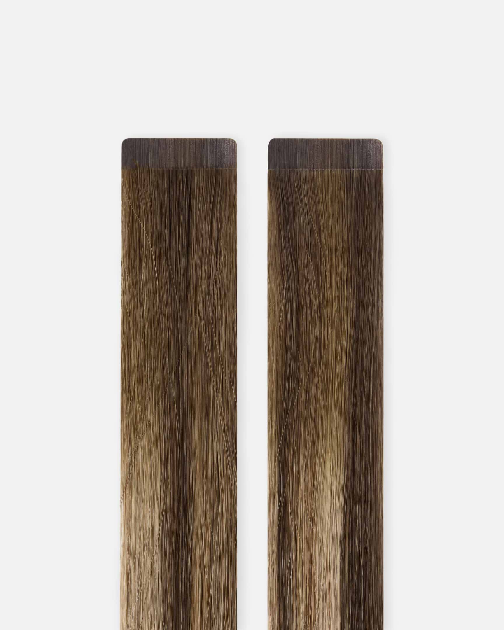 Premium Tape Extensions 30 cm - Straight - Classic Tape 4 cm - 8 Pieces - Hazelnut Caramel Balayage - Rapunzel of Sweden - Image 4